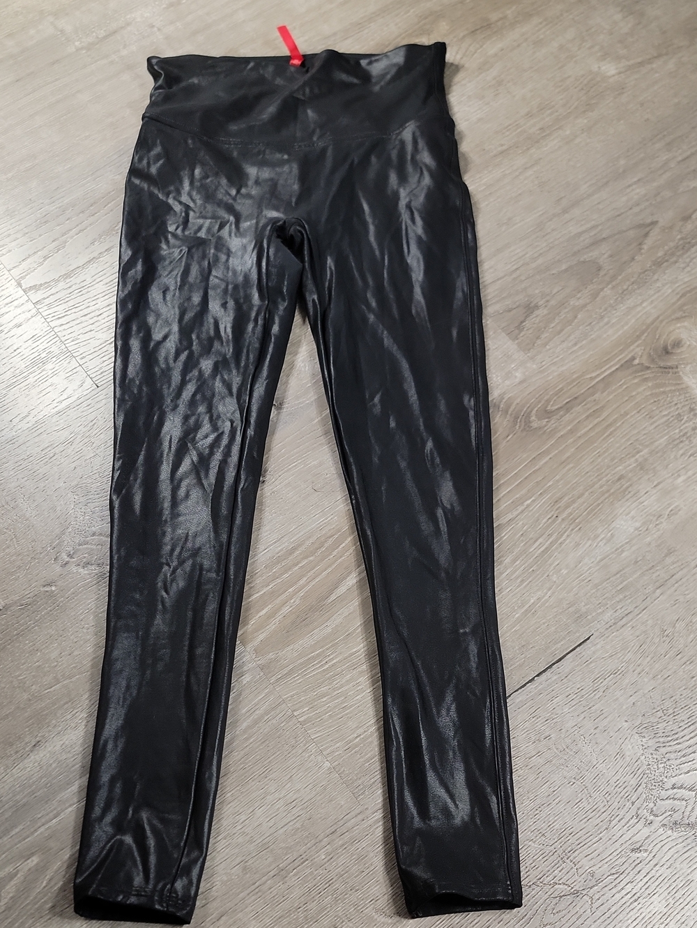 SPANX Black Shiny Faux-Leather Leggings